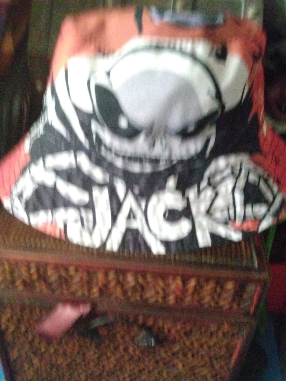 Jack Skull Graphic Orange and Black Men’s Bucket Bag